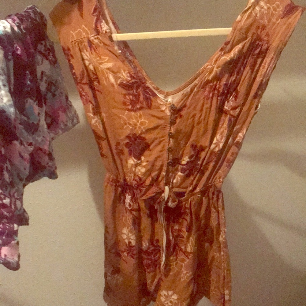 Mustard cutout floral romper. Never worn